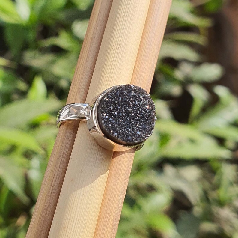 Black Druzy Rough Ring