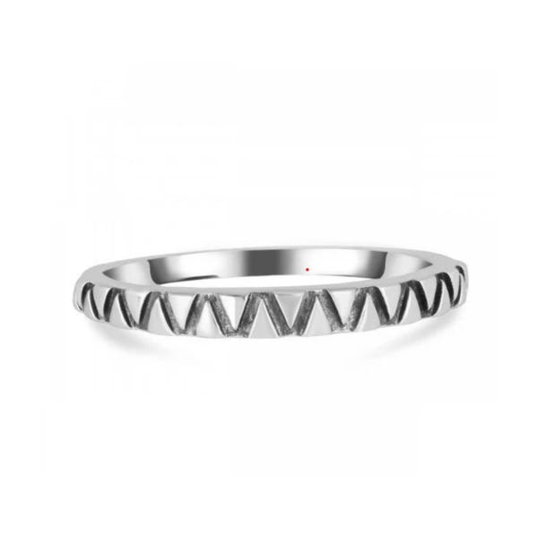 Zig Zag Wedding Band - 925 Sterling Silver Dainty Stacking Ring