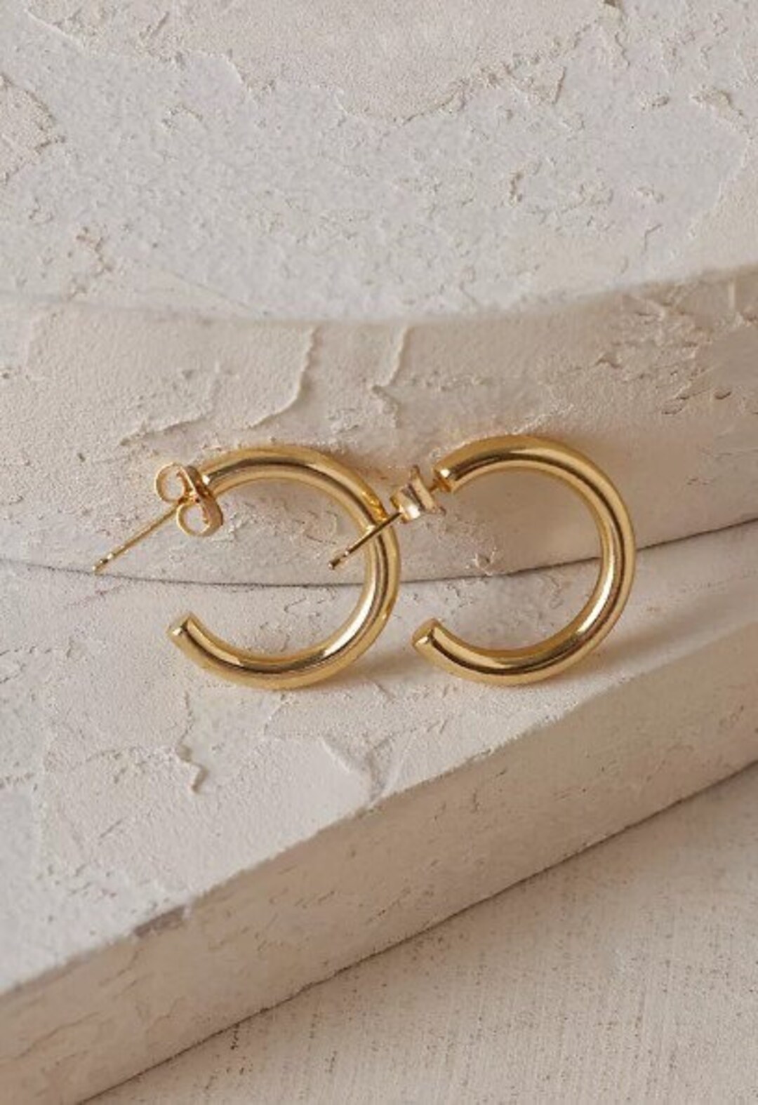 Minimalist Hoop Stud Earrings for Men Gold Hoop Earrings Etsy