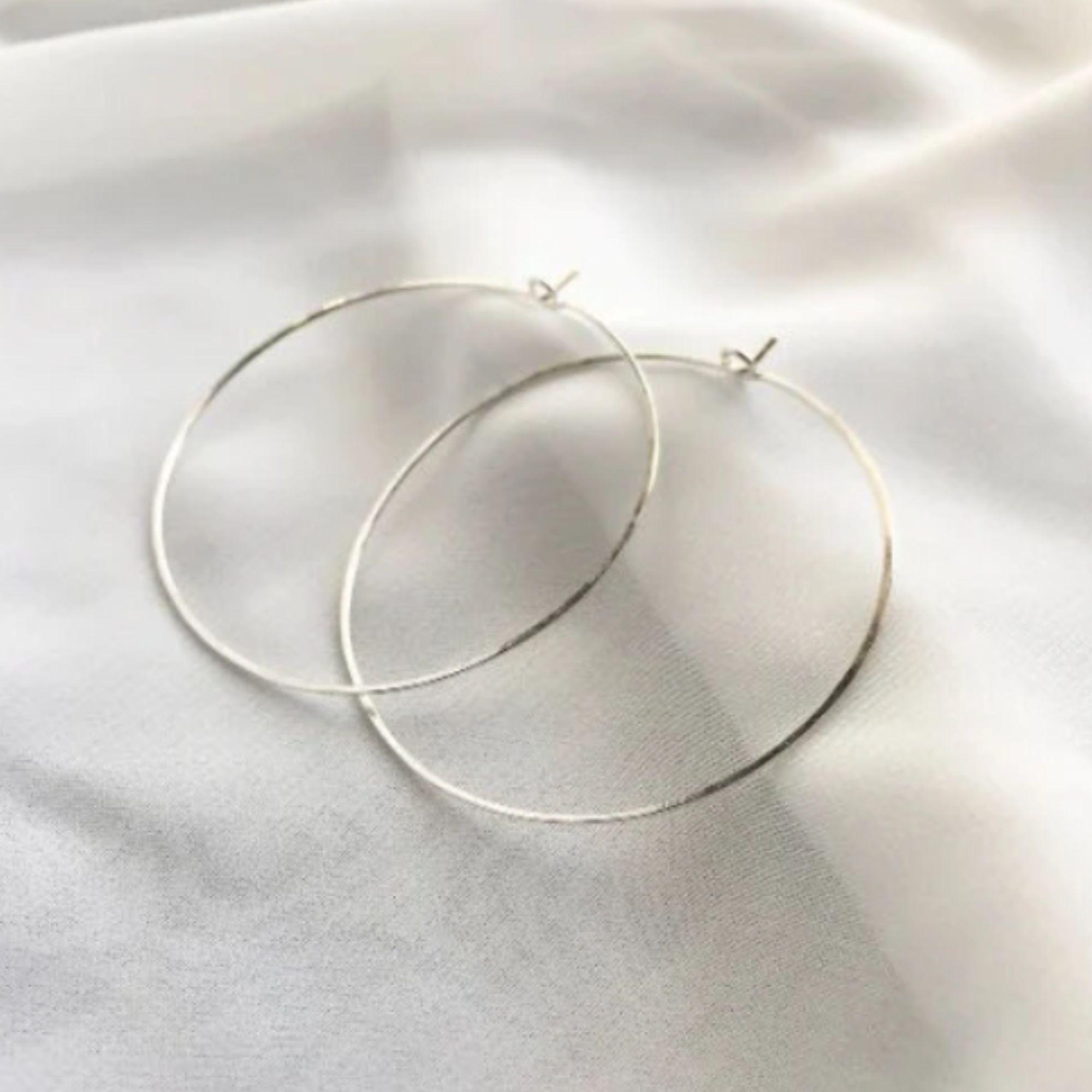 Organic Large Hoop Earrings for Women * Organic Silver Earrings * Irregular Hoops * Everyday * Simple Large Hoops * Anniversary Gift for her