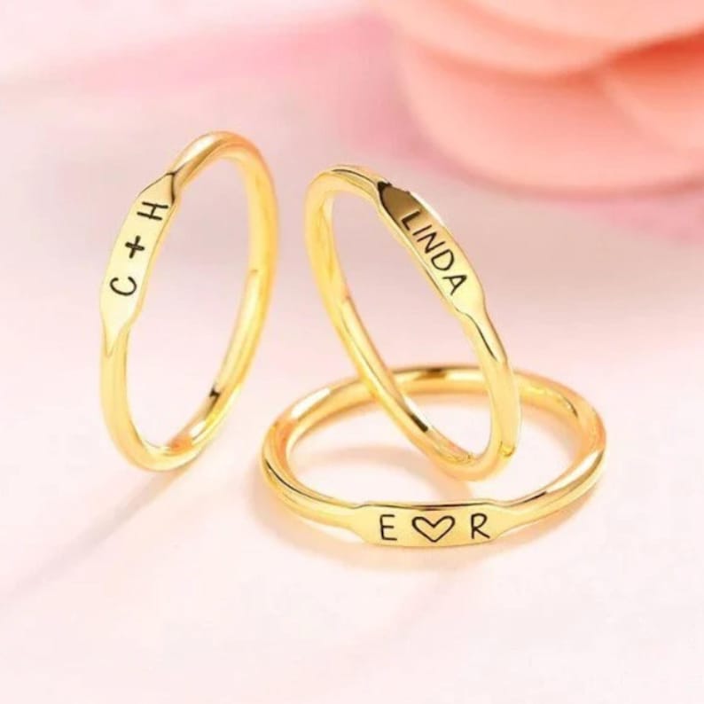 Initial Letter Signet Ring Sterling Silver, Custom Name, Personalized ...