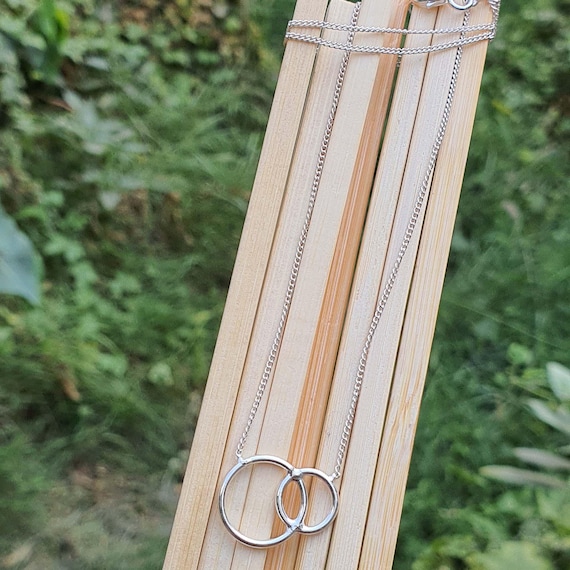 Linked Circles Necklace in Sterling Silver- Connected Circles