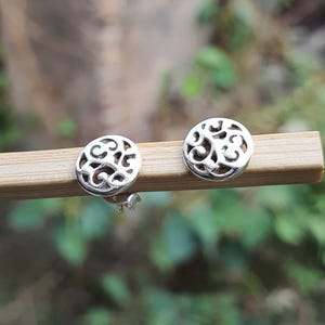 Flower of Life Stud Earrings for Women- Gold Plated Sterling Silver Stud- Filigree Earrings - Dainty Stud Earrings- Ocean Beach Jewelry Gift