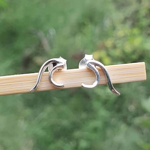 Dainty Ocean Wave Earrings for Women- Gold Plated Sterling Silver Stud- Surf Wave Earrings - Wave Stud Earrings - Ocean Wave Jewelry
