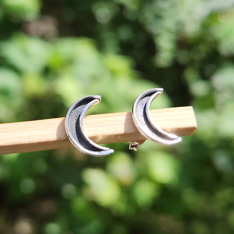 Crescent Moon Stud Earrings* Half Moon Earrings* Dainty Studs* Minimalist Jewelry* Gift for Her Jewelry* Silver Studs* Crescent Jewelry image 3