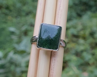 Genuine Green Aventurine Gemstone Ring 925 Sterling Silver Ring - Plain Stone Rin- Gemstone Stacking Ring - Aventurine Ring - Gift For Her