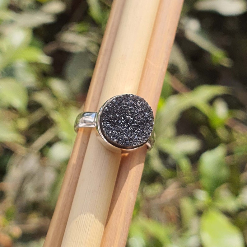 Black Druzy Ring for Women