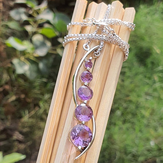 Personalized Birthstone Necklace Sterling Silver Box Chain February  Birthstone Jewelry Best Friend Gift