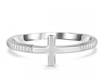 Cross Ring* Sterling Silver Cross Ring* Handmade Ring* Dainty Cross Ring* Stackable Ring* Mini Cross Jewelry* Perfect Gift for Her Mother