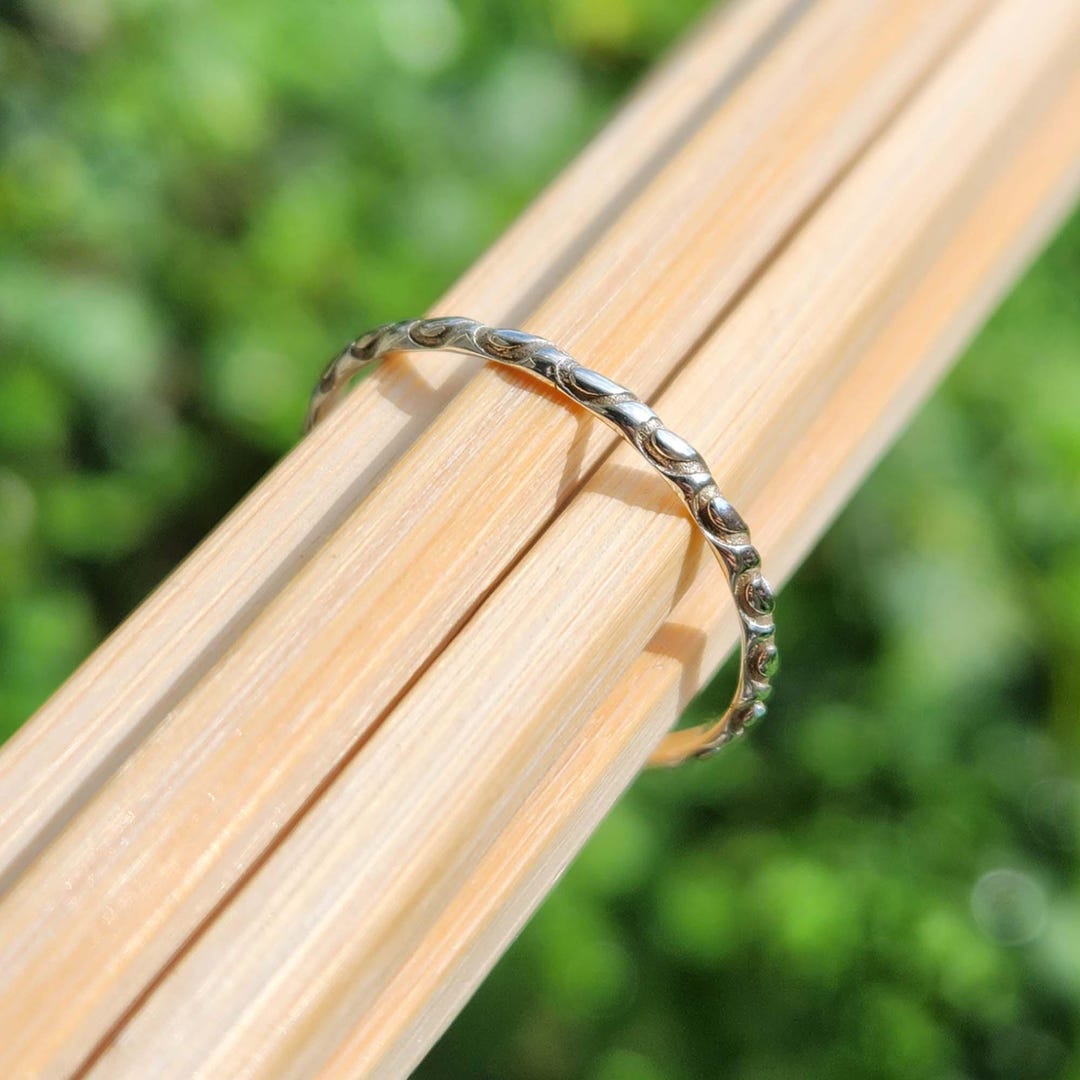 Silver Stackable Rings Ocean Swirl Stacking Ring Sterling Silver, Ocean Wave Ring, Minimalist Beach ...