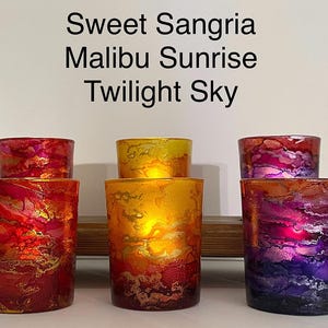 Votive tealight candle holders set of 2 hand painted several colors for her, gift idea, shower favors, bridal, teacher gift, shelf decor