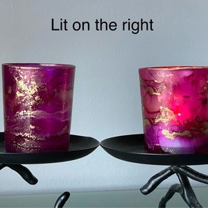 Votive tealight candle holders set of 2 hand painted several colors for her, gift idea, shower favors, bridal, teacher gift, shelf decor