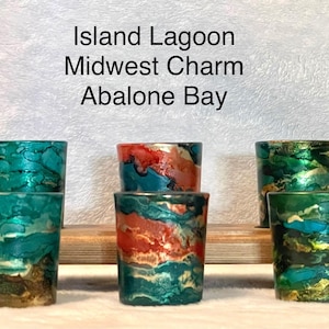 Votive holders fit votive or tealights set of 2 hand painted several colors for holidays, gift idea, home decor, free battery tealights.