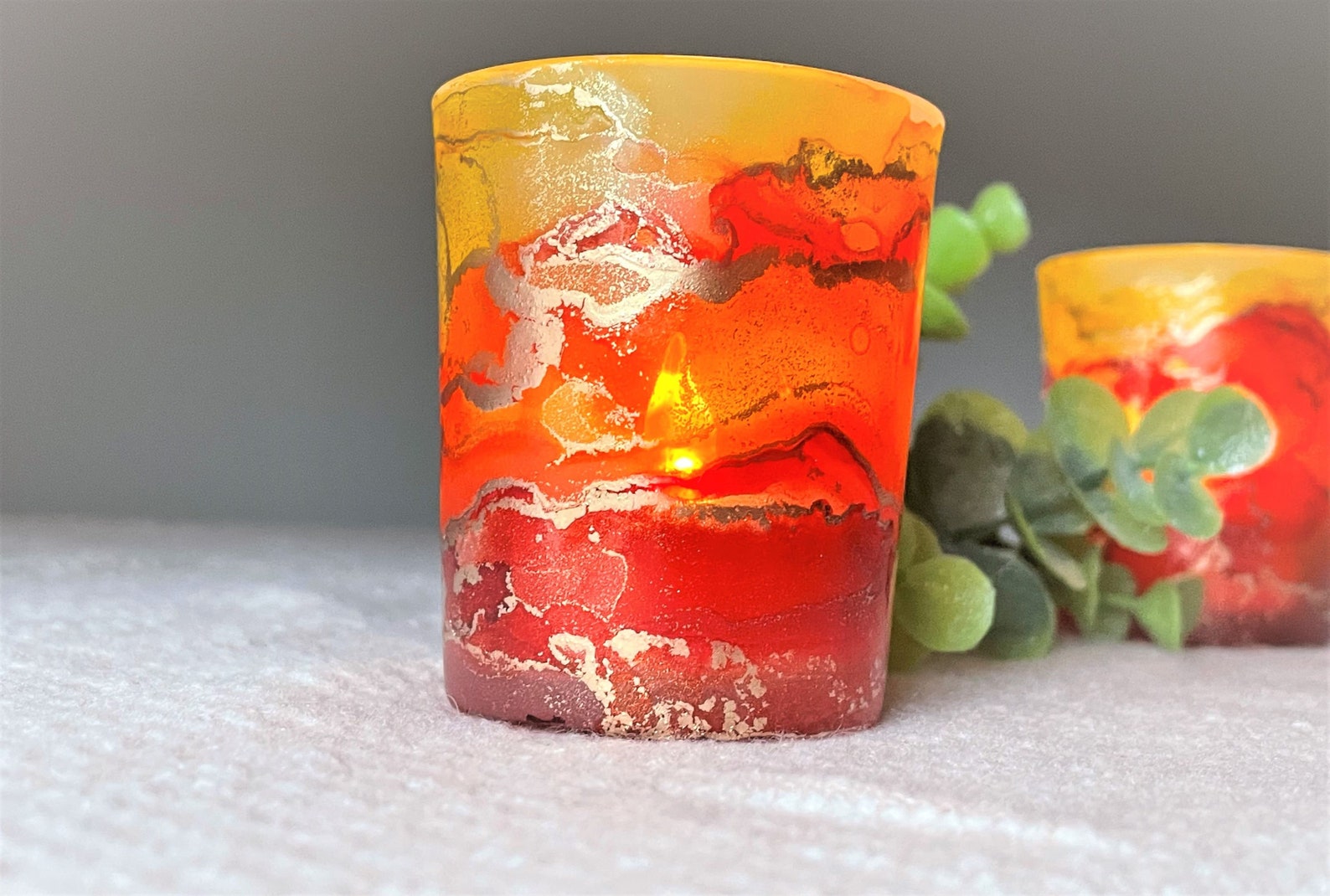 Votive Tealight Candle Holders Set of 2 Hand Painted Several Etsy