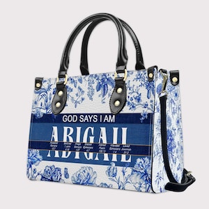Personalized Leather Tote Bag: Custom Name & Bible Verse