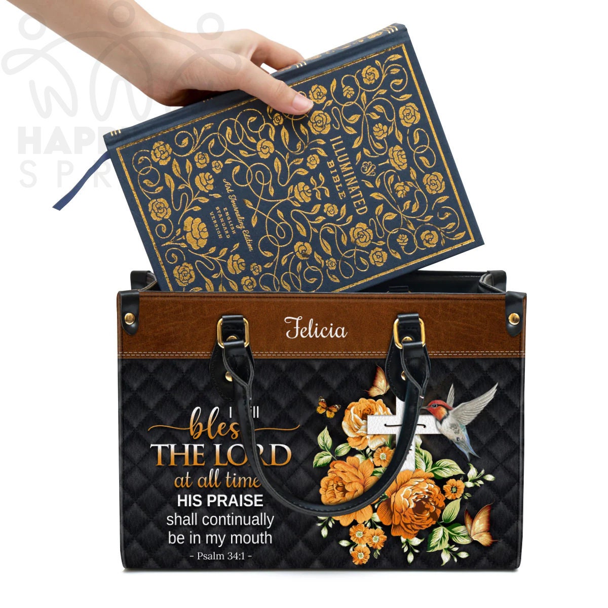 Personalized Handbags, I Will Bless The Lord At All Times, Gifts for Women