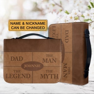 Personalized Faux Leather Bible Cover: Tribute to Dad, The Legend