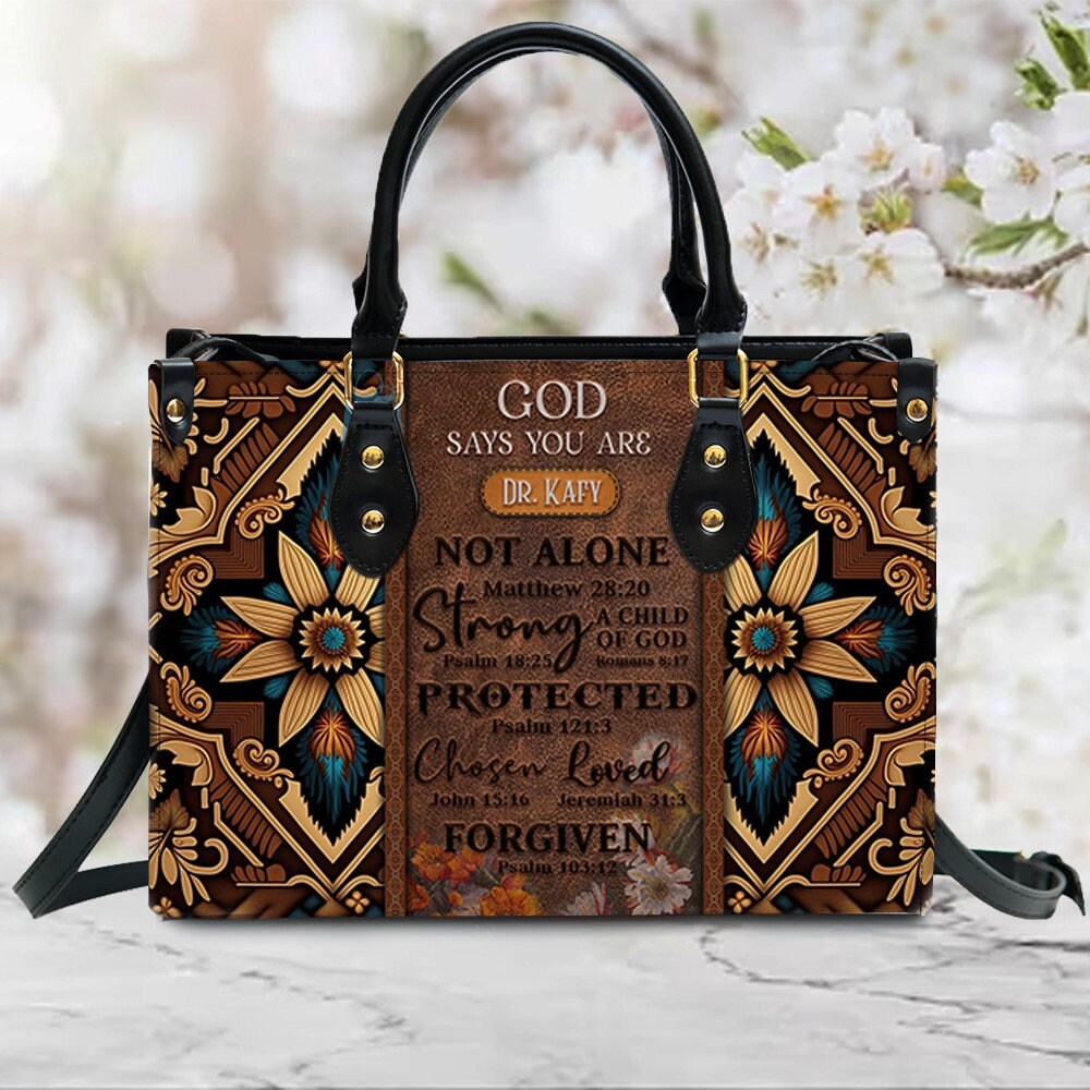 GOD Says You Are Leather Handbag, Southwest Native American embroidery Handbag