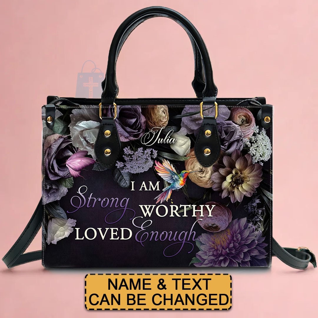 Customizable Leather Tote with Floral Design - 'Your Name' Personalized Bag