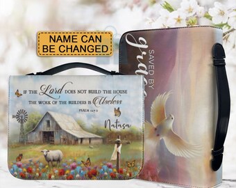 Personalized Sheep Bible Cover: Faux Leather Christian Gift