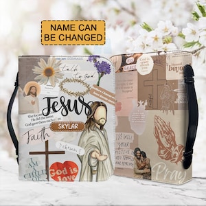 Personalized Bible Cover: Purple Christian Faux Leather Bag