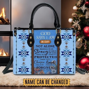 Personalized Christian Leather Handbag: Southwest Woven Design