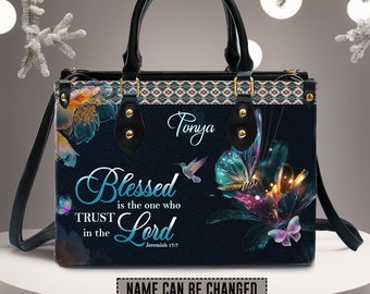 Christianart Designer Handbags, Blessed Is The One Who Trusts In The Lord Jeremiah 17:7, Personalized Gifts, Gifts for Women.