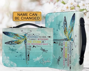 Personalized Dragonfly Bible Cover: Christian Faux Leather Bag