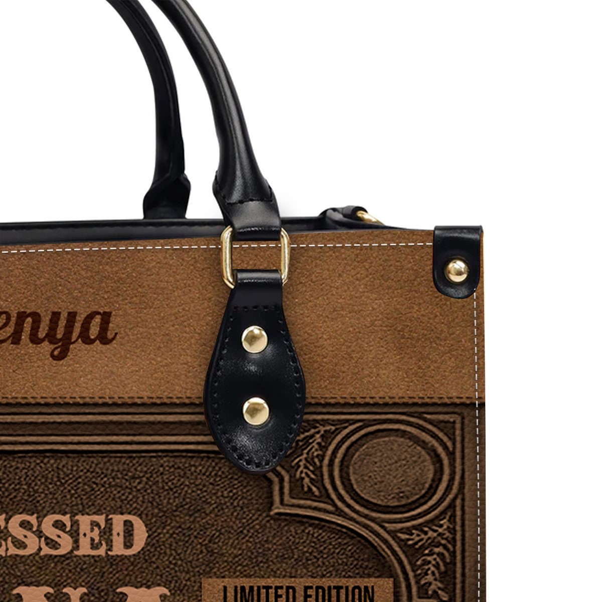 Personalized Leather Handbag - Customizable Blessed Nana Tote