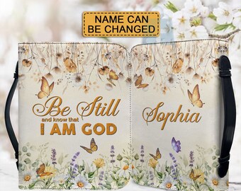Personalized Bible Cover: Floral Faux Leather Christian Art Bag