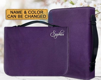 Personalized Faux Leather Bible Cover: Christian Gift with Shoulder Strap