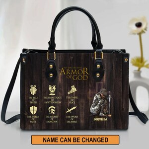 Personalized Christian &quot;Armor of God&quot; Leather Handbag