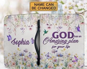 Personalized Floral Bible Cover: Christian Art, Faux Leather