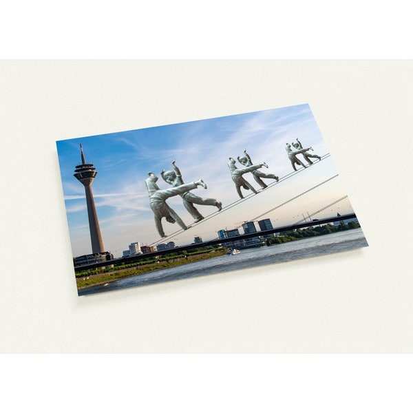 Postkarte von Düsseldorf - Rheinturm - Radschläger