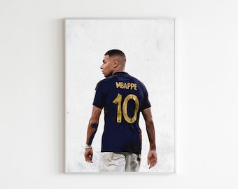 Kylian Mbappe Frankreich Poster 2023, Wandkunst, Dekoration, Fußball, Malstil, PSG