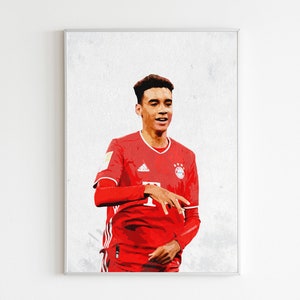 Jamal Musiala Bayern Munich Poster 2023, Wall art, decor, Football, soccer, Painting Style