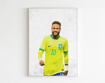 Neymar JR Brazil Poster 2023, Wall art, decor, Football, soccer, Painting Style, PSG