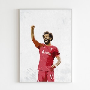 Mohamed Salah Liverpool Poster 2023, Wall art, decor, Football, soccer, Painting Style