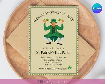 St. Patrick's Day Party Invitation Template, Funny St Patricks Invite, CANVA Template, Instant Download in 2 sizes
