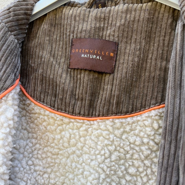 Parka vintage en velours côtelé naturel Greenville Sherpa taille S