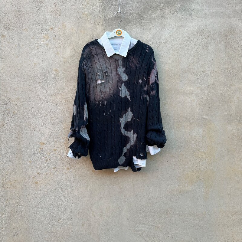 Ripped Knitted Sweater Etsy