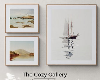 Maritimes 3er Set maritimer Prints an der Wand der Galerie, am Strand, am Segelboot oder am See