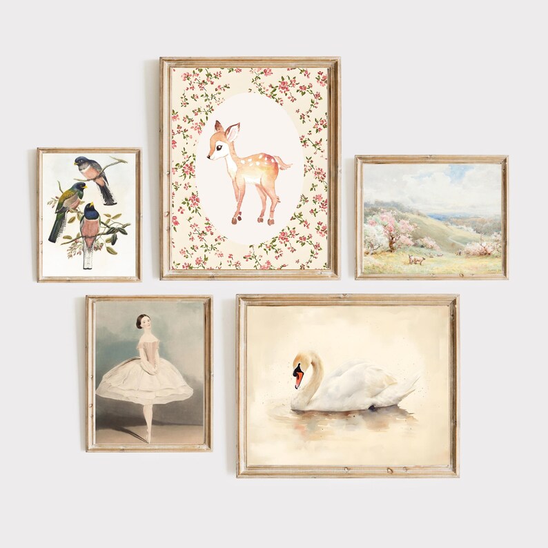Vintage Pink Coquette Nursery Printable Gallery, Wall Art Girl Bedroom ...