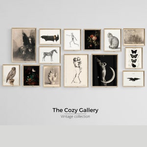 ULTIMATE HALLOWEEN gallery vintage printable art , Gothic Wall Decor Black and White Vintage decor PRINTABLE