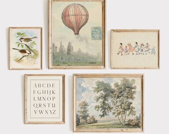 Vintage druckbare Galerie Kinderzimmer Spielzimmer Neutral, Wandkunst Kinderzimmer-Galerie von 5 Drucke Spaß antikes Dekor lustig
