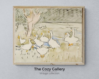 Vintage Ducks printable art nursery decor,  Antique ducks for kids room print decor