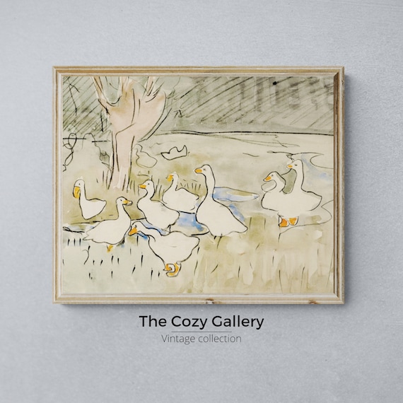 Vintage Ducks printable art nursery decor,  Antique ducks for kids room print decor