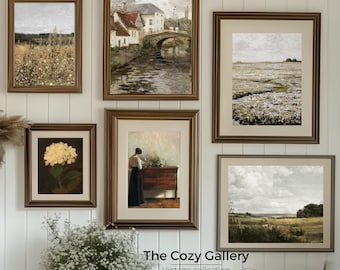 French Cottage gallery set 6,  Farmhouse decor neutral vintage prints, Neutral Best Seller Printable art