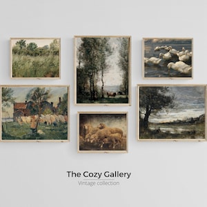 French Neutral Country Gallery wall set PRINTABLE,  Vintage French cottage gallery set of 6 prints, charming cottagecore wall decor NEUTRAL