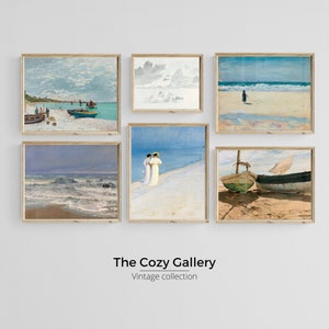 Coastal Beach gallery printable art set of 6, Nautical vintage print set Beach house decor